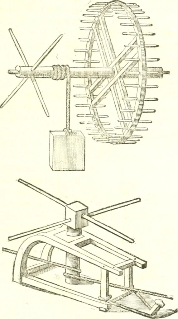 An illustration from Traité de mecanique, ou l'on explique tout ce qui est necessaire dans la pratique des arts, & les proprietés des corps pesans lesquelles ont un plus grand usage dans la physique, 1729, leaf 154