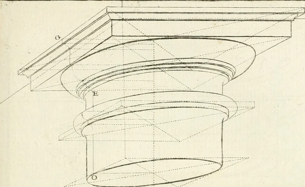 An illustration from Traité de perspective a l'usage des artistes : où l'on démontre géométriquement toutes les pratiques de cette science, & où l'on enseigne, selon la méthode de M. le Clerc, à mettre toutes sortes d'objets en perspective, leur reverbération dans l'eau, & leurs ombres, tant au soleil qu'au flambeau, 1750, leaf 182