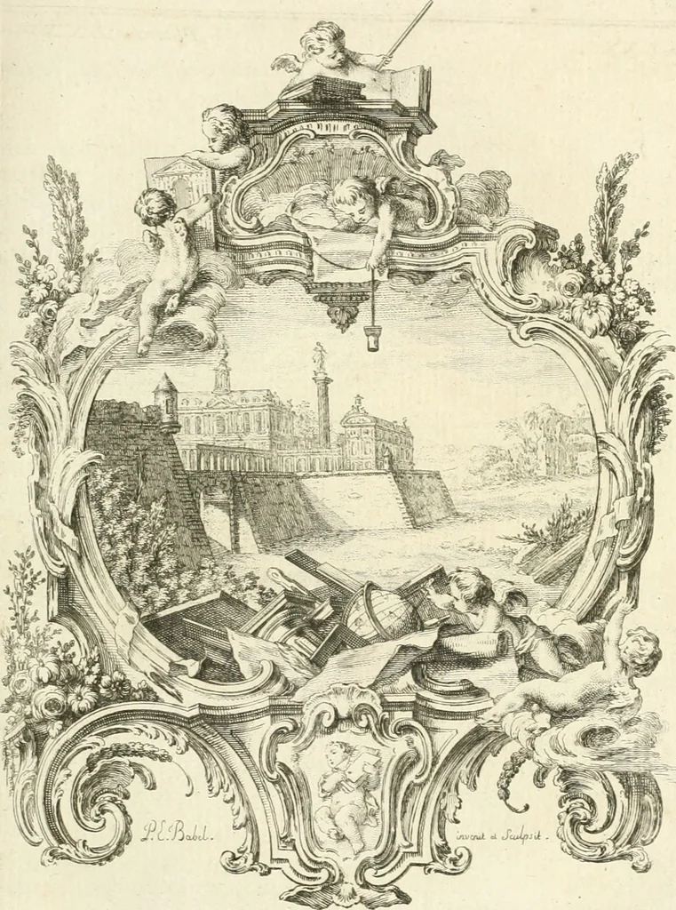 An illustration from Traité de perspective a l'usage des artistes : où l'on démontre géométriquement toutes les pratiques de cette science, & où l'on enseigne, selon la méthode de M. le Clerc, à mettre toutes sortes d'objets en perspective, leur reverbération dans l'eau, & leurs ombres, tant au soleil qu'au flambeau, 1750, leaf 184