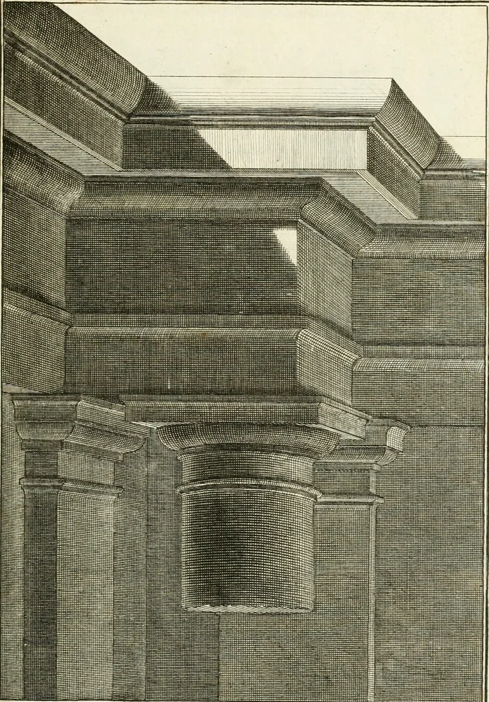 An illustration from Traité de perspective a l'usage des artistes : où l'on démontre géométriquement toutes les pratiques de cette science, & où l'on enseigne, selon la méthode de M. le Clerc, à mettre toutes sortes d'objets en perspective, leur reverbération dans l'eau, & leurs ombres, tant au soleil qu'au flambeau, 1750, leaf 246