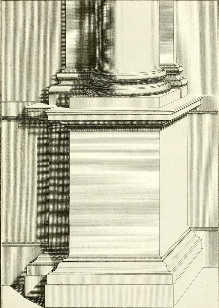 An illustration from Traité de perspective a l'usage des artistes : où l'on démontre géométriquement toutes les pratiques de cette science, & où l'on enseigne, selon la méthode de M. le Clerc, à mettre toutes sortes d'objets en perspective, leur reverbération dans l'eau, & leurs ombres, tant au soleil qu'au flambeau, 1750, leaf 252