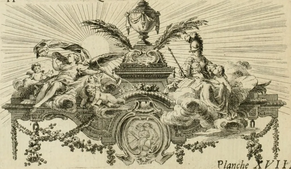 An illustration from Traité de perspective a l'usage des artistes : où l'on démontre géométriquement toutes les pratiques de cette science, & où l'on enseigne, selon la méthode de M. le Clerc, à mettre toutes sortes d'objets en perspective, leur reverbération dans l'eau, & leurs ombres, tant au soleil qu'au flambeau, 1750, leaf 91