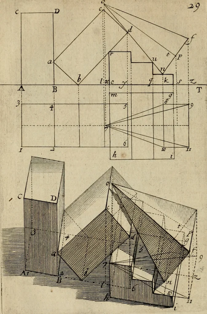 An illustration from Traité des pratiques geometrales et perspectives : enseignées dans l'Academie royale de la peinture et sculpture, 1665, leaf 133