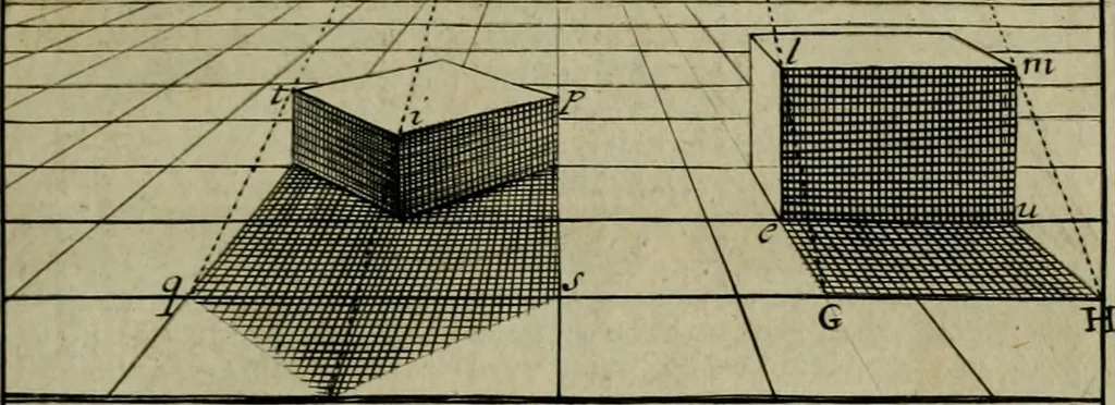 An illustration from Traité des pratiques geometrales et perspectives : enseignées dans l'Academie royale de la peinture et sculpture, 1665, leaf 152