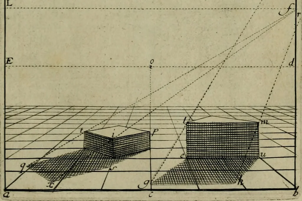 An illustration from Traité des pratiques geometrales et perspectives : enseignées dans l'Academie royale de la peinture et sculpture, 1665, leaf 152