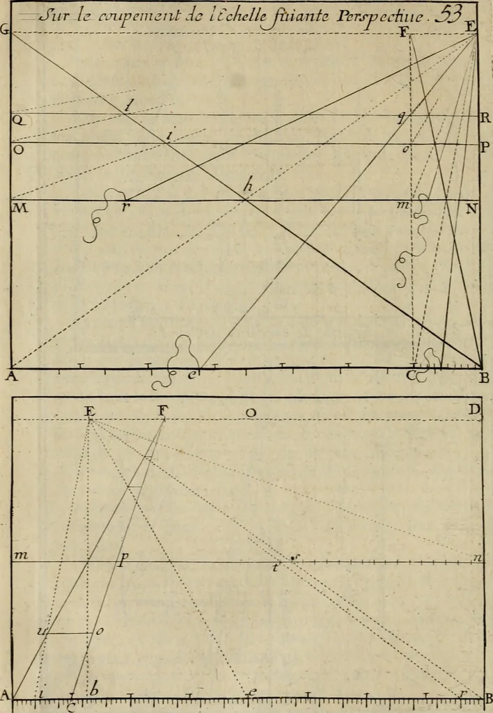 An illustration from Traité des pratiques geometrales et perspectives : enseignées dans l'Academie royale de la peinture et sculpture, 1665, leaf 181