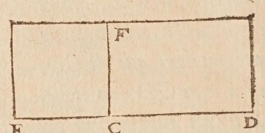 An illustration from Traité des quantitez incomensurables [sic] : ou sont decidees plusieurs belles questions des nombres rationaus & irrationaus. Les erreurs de Stevin refutées. Et le dizieme livre d'Euclide illustré de nouueles [sic] demonstrations plus faciles & plus succinctes que les ordinaires, & reduit à 62. propositions. Avec vn Discours de la maniere d'expliquer les sciences en françois .., 1640, leaf 174