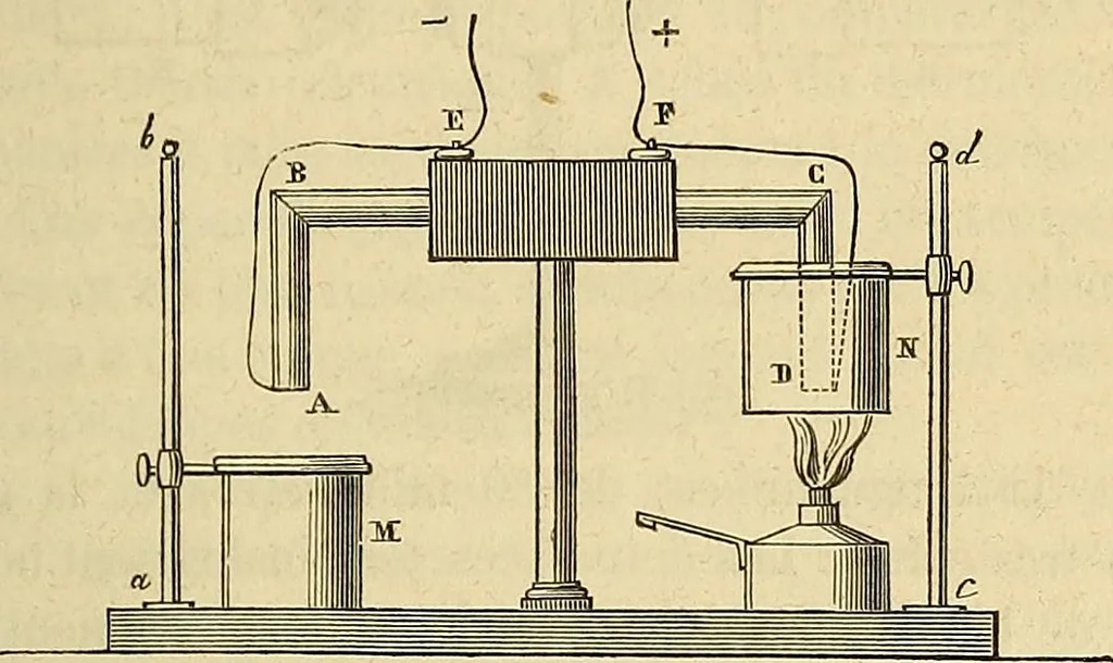 An illustration from Traité d'électricité et de magnétisme : et des applications de ces sciences a la chimie, a la physiologie et aux arts, 1855, leaf 188