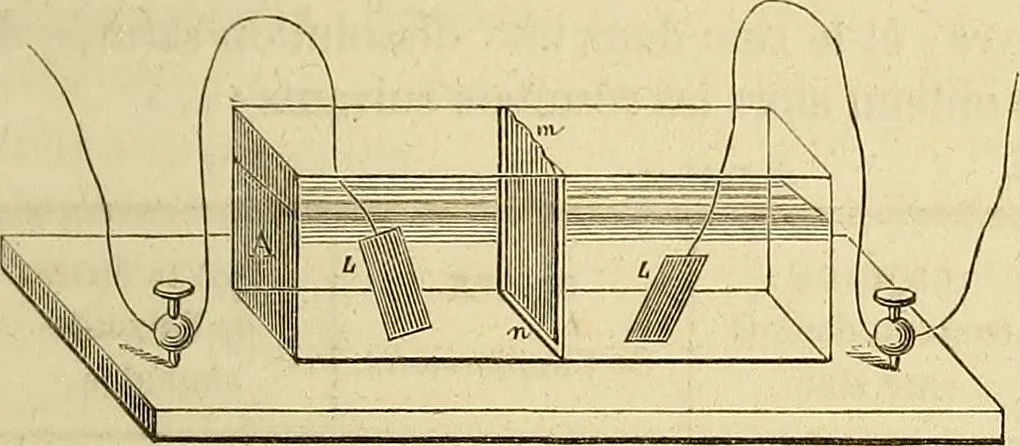 An illustration from Traité d'électricité et de magnétisme : et des applications de ces sciences a la chimie, a la physiologie et aux arts, 1855, leaf 222
