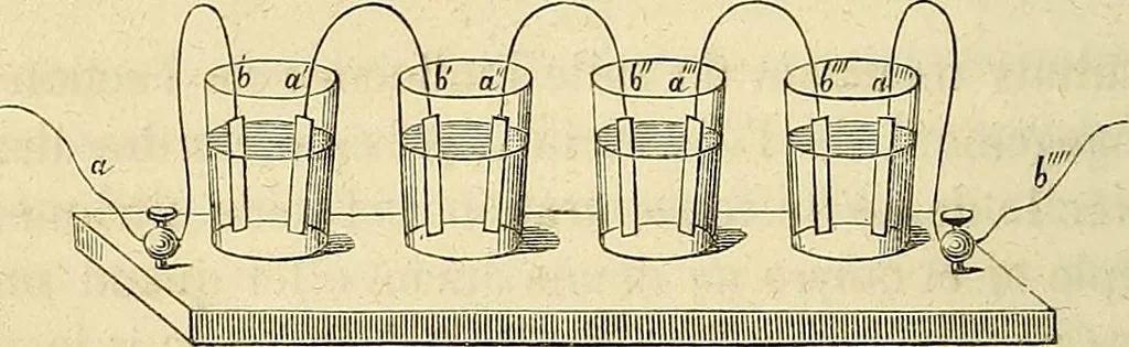 An illustration from Traité d'électricité et de magnétisme : et des applications de ces sciences a la chimie, a la physiologie et aux arts, 1855, leaf 225