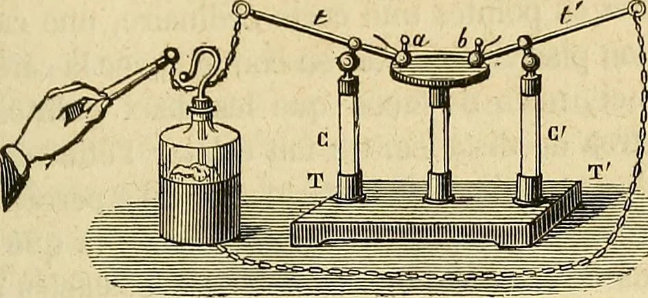 An illustration from Traité d'électricité et de magnétisme : et des applications de ces sciences a la chimie, a la physiologie et aux arts, 1855, leaf 304