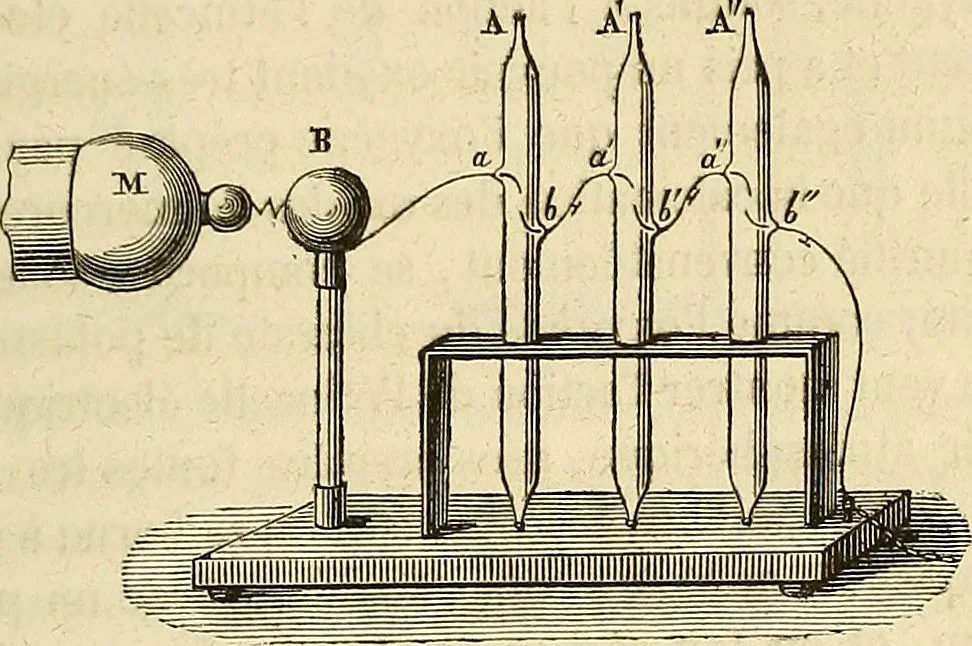 An illustration from Traité d'électricité et de magnétisme : et des applications de ces sciences a la chimie, a la physiologie et aux arts, 1855, leaf 318