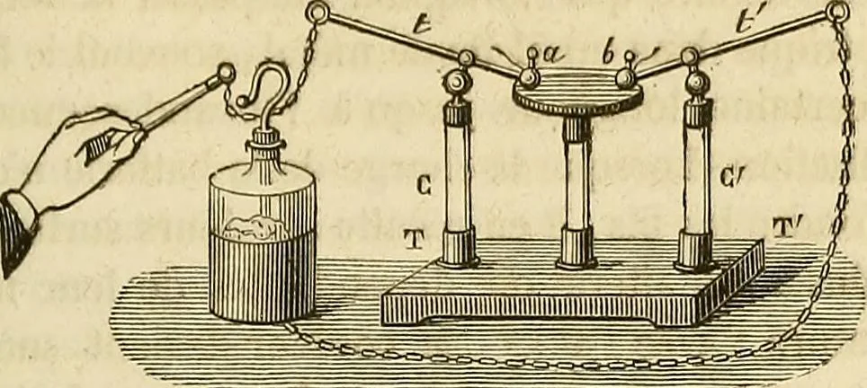 An illustration from Traité d'électricité et de magnétisme : et des applications de ces sciences a la chimie, a la physiologie et aux arts, 1855, leaf 326