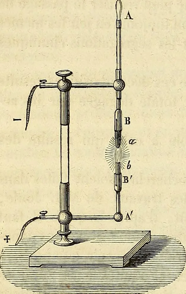 An illustration from Traité d'électricité et de magnétisme : et des applications de ces sciences a la chimie, a la physiologie et aux arts, 1855, leaf 349