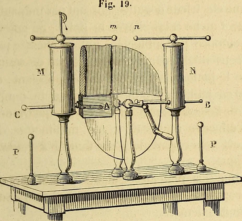 An illustration from Traité d'électricité et de magnétisme : et des applications de ces sciences a la chimie, a la physiologie et aux arts, 1855, leaf 52
