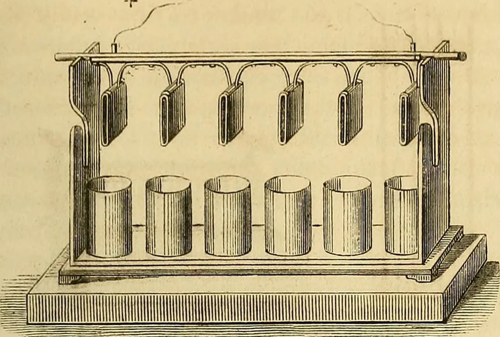 An illustration from Traité d'électricité et de magnétisme : et des applications de ces sciences a la chimie, a la physiologie et aux arts, 1855, leaf 82