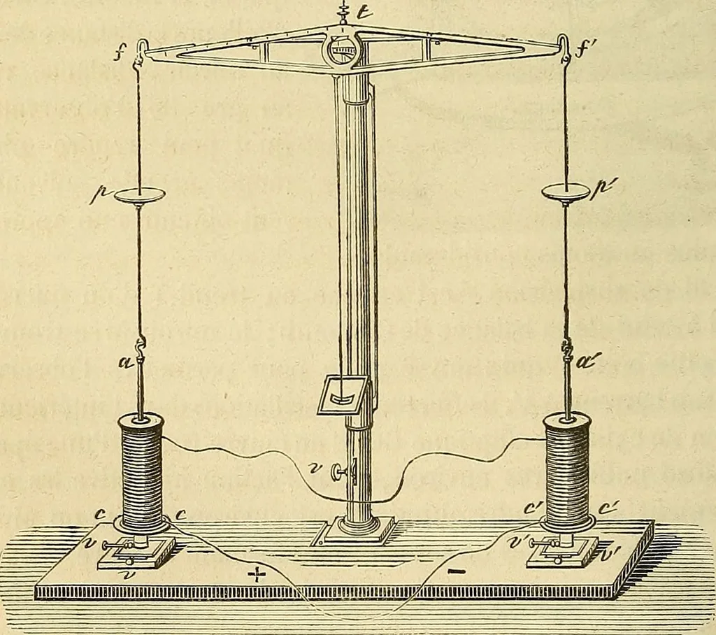 An illustration from Traité d'électricité et de magnétisme : et des applications de ces sciences a la chimie, a la physiologie et aux arts, 1855, leaf 95