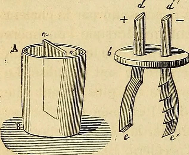 An illustration from Traité d'électricité et de magnétisme : et des applications de ces sciences a la chimie, a la physiologie et aux arts, 1855, leaf 119