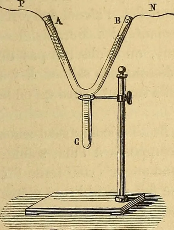 An illustration from Traité d'électricité et de magnétisme : et des applications de ces sciences a la chimie, a la physiologie et aux arts, 1855, leaf 28