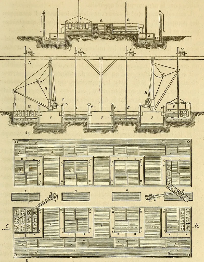An illustration from Traité d'électricité et de magnétisme : et des applications de ces sciences a la chimie, a la physiologie et aux arts, 1855, leaf 408