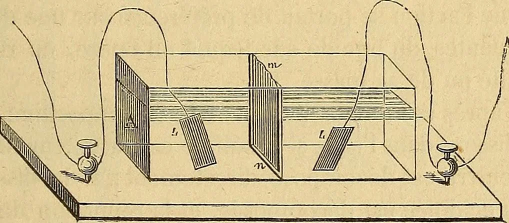 An illustration from Traité d'électricité et de magnétisme : et des applications de ces sciences a la chimie, a la physiologie et aux arts, 1855, leaf 52