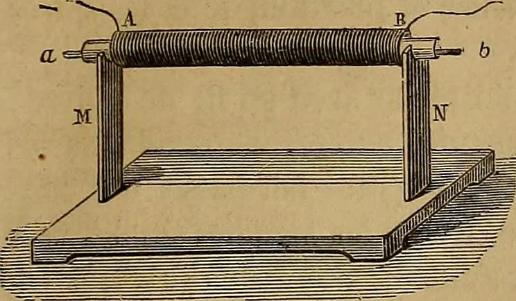 An illustration from Traité d'électricité et de magnétisme : et des applications de ces sciences a la chimie, a la physiologie et aux arts, 1855, leaf 182