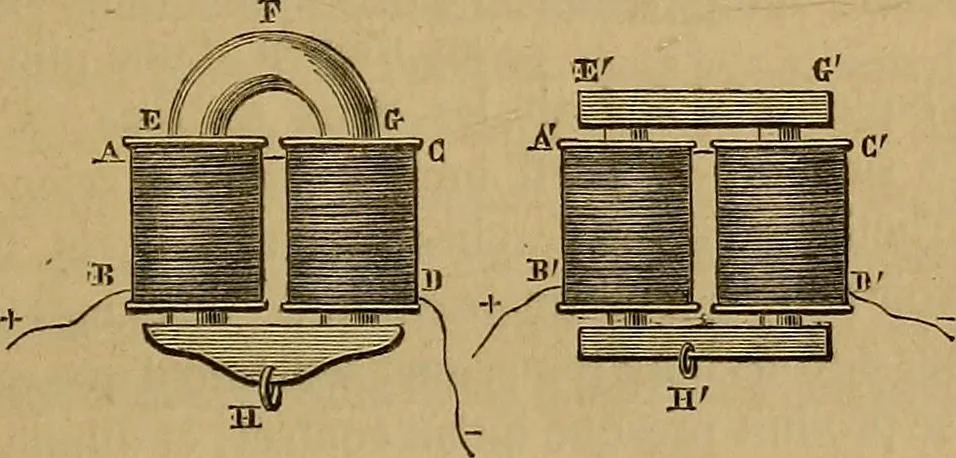 An illustration from Traité d'électricité et de magnétisme : et des applications de ces sciences a la chimie, a la physiologie et aux arts, 1855, leaf 184