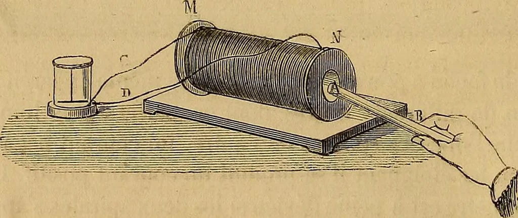 An illustration from Traité d'électricité et de magnétisme : et des applications de ces sciences a la chimie, a la physiologie et aux arts, 1855, leaf 219