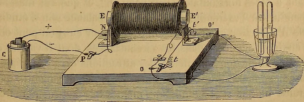 An illustration from Traité d'électricité et de magnétisme : et des applications de ces sciences a la chimie, a la physiologie et aux arts, 1855, leaf 222