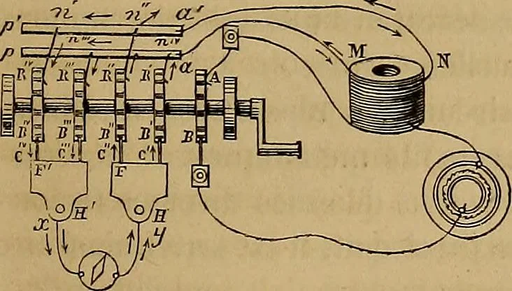 An illustration from Traité d'électricité et de magnétisme : et des applications de ces sciences a la chimie, a la physiologie et aux arts, 1855, leaf 226
