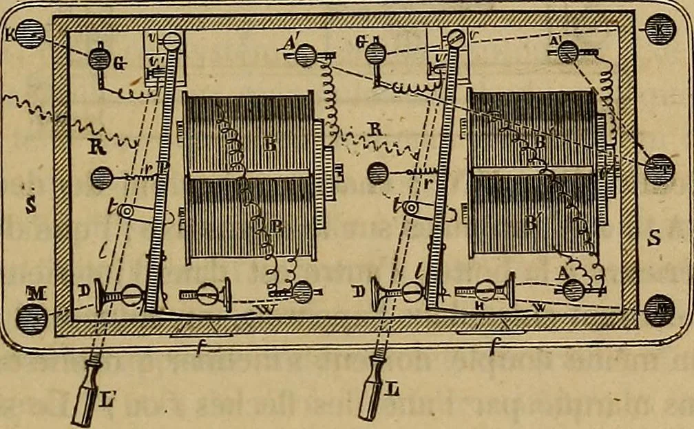 An illustration from Traité d'électricité et de magnétisme : et des applications de ces sciences a la chimie, a la physiologie et aux arts, 1855, leaf 304