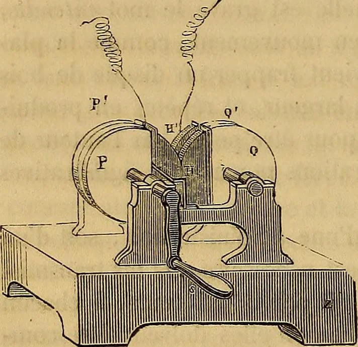 An illustration from Traité d'électricité et de magnétisme : et des applications de ces sciences a la chimie, a la physiologie et aux arts, 1855, leaf 371