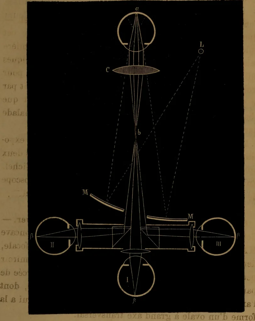 An illustration from Traité d'optique : considérée dans ses rapports avec l'examen de l'oeil, 1879, leaf 138