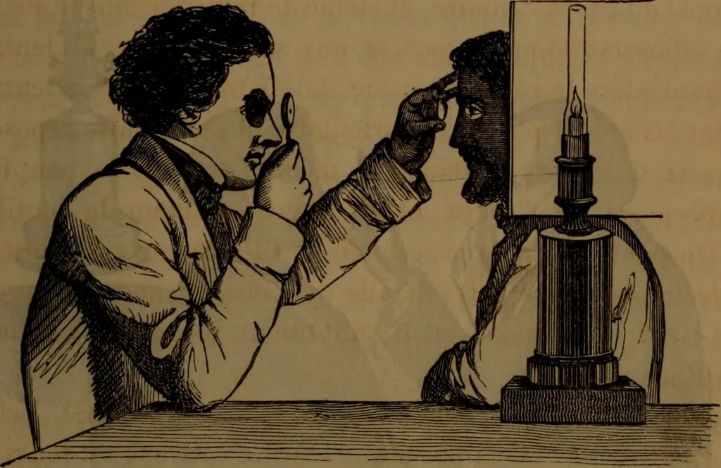 An illustration from Traité d'optique : considérée dans ses rapports avec l'examen de l'oeil, 1879, leaf 56