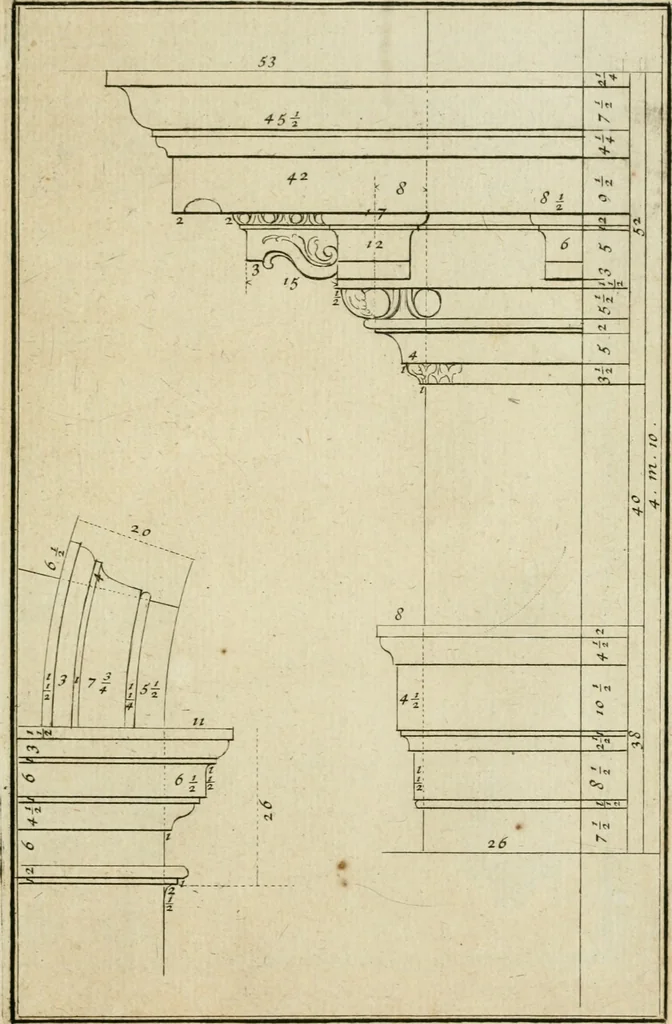 An illustration from Traité d'architecture : avec des remarques et des observations tres-utiles pour les jeunes gens, qui veulent s'appliquer à ce bel art, 1714, leaf 118