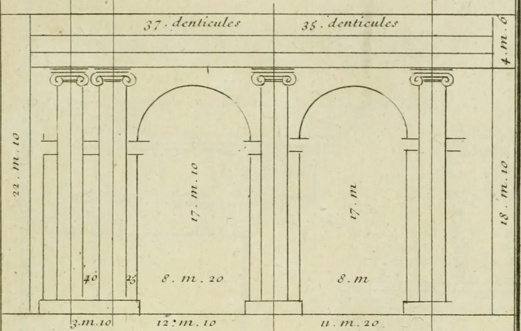 An illustration from Traité d'architecture : avec des remarques et des observations tres-utiles pour les jeunes gens, qui veulent s'appliquer à ce bel art, 1714, leaf 188