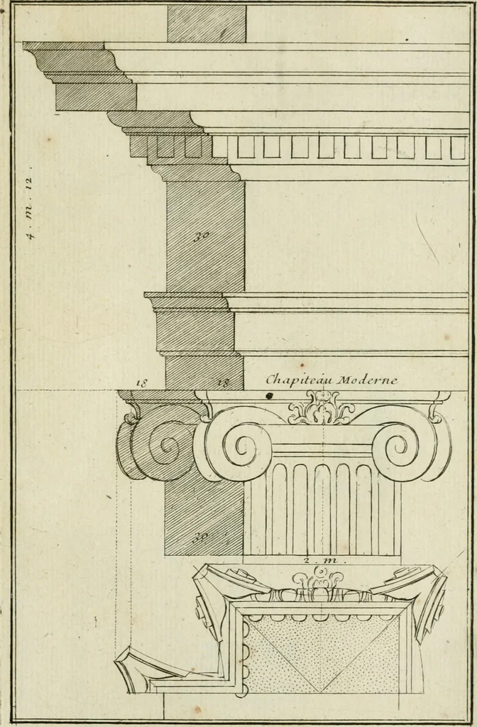 An illustration from Traité d'architecture : avec des remarques et des observations tres-utiles pour les jeunes gens, qui veulent s'appliquer à ce bel art, 1714, leaf 200