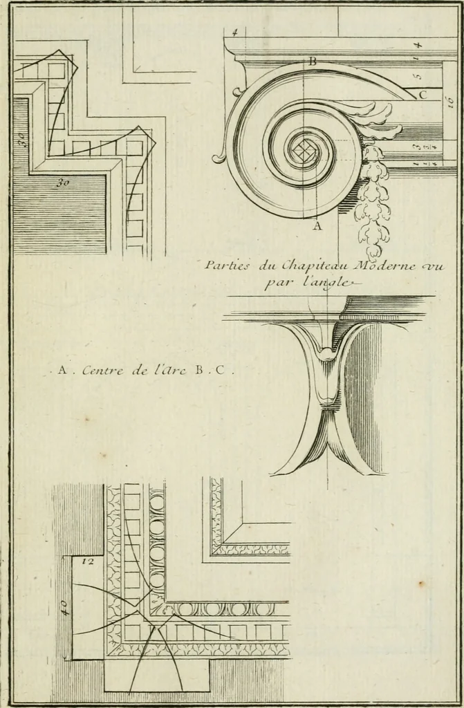 An illustration from Traité d'architecture : avec des remarques et des observations tres-utiles pour les jeunes gens, qui veulent s'appliquer à ce bel art, 1714, leaf 202