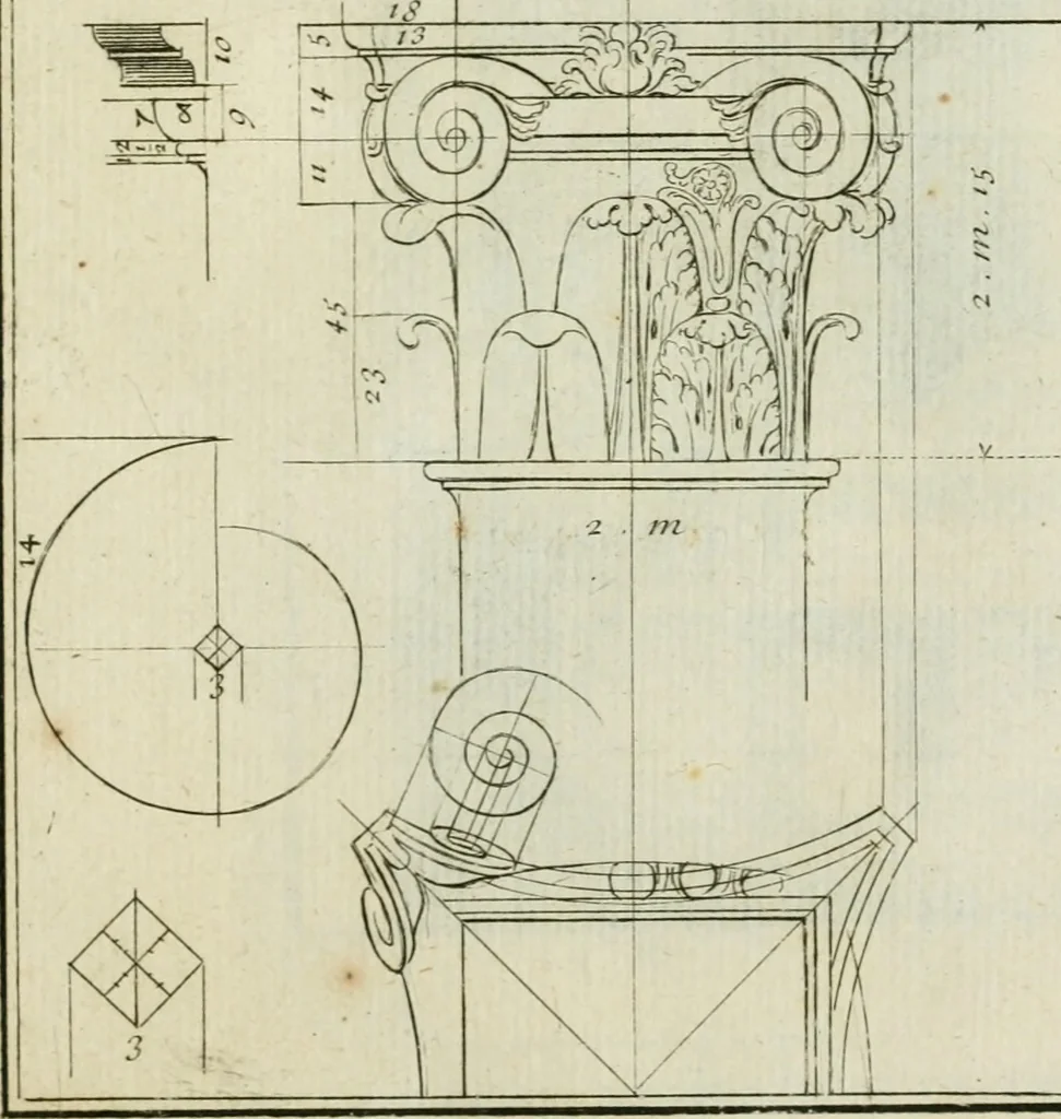An illustration from Traité d'architecture : avec des remarques et des observations tres-utiles pour les jeunes gens, qui veulent s'appliquer à ce bel art, 1714, leaf 212