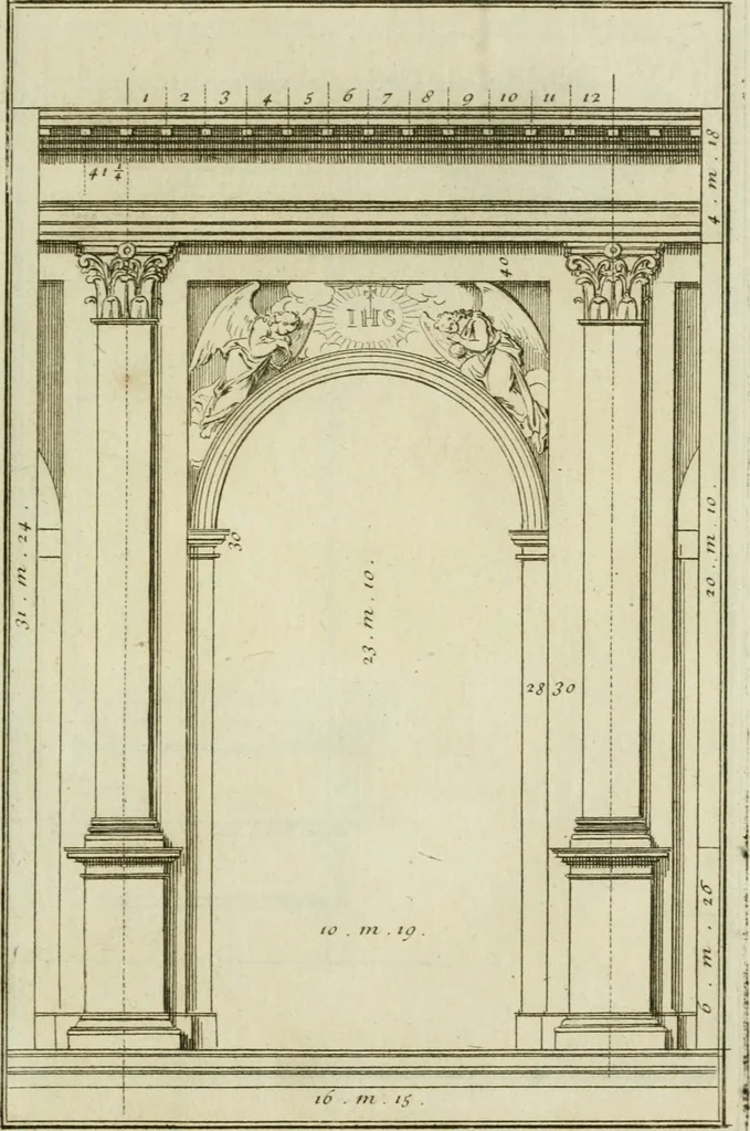An illustration from Traité d'architecture : avec des remarques et des observations tres-utiles pour les jeunes gens, qui veulent s'appliquer à ce bel art, 1714, leaf 230