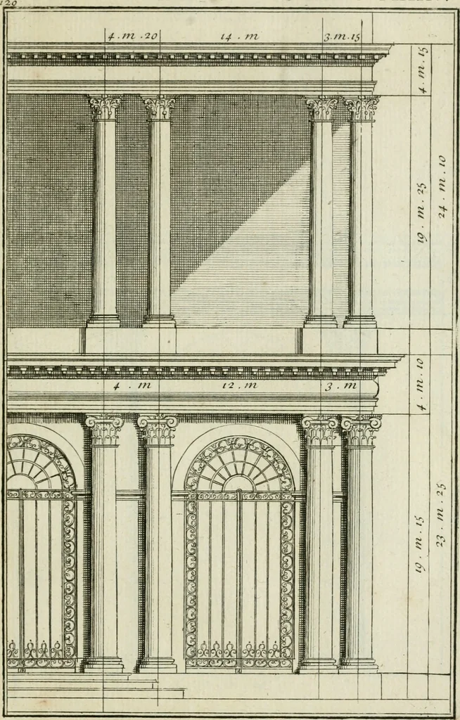 An illustration from Traité d'architecture : avec des remarques et des observations tres-utiles pour les jeunes gens, qui veulent s'appliquer à ce bel art, 1714, leaf 264