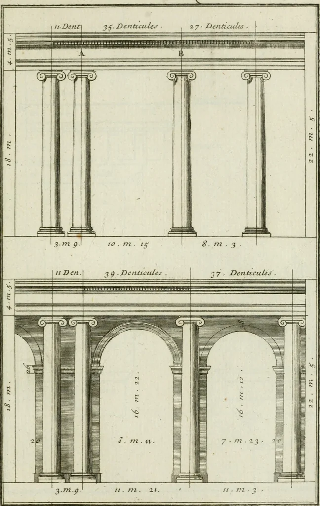 An illustration from Traité d'architecture : avec des remarques et des observations tres-utiles pour les jeunes gens, qui veulent s'appliquer à ce bel art, 1714, leaf 68