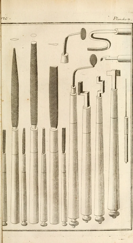 An illustration from Traité de l'horlogerie, méchanique et pratique : approuvé par l'Academie royale des sciences, 1741, leaf 224