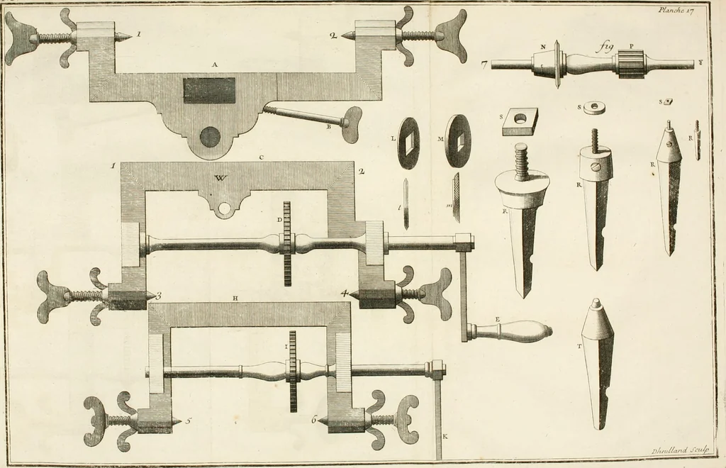 An illustration from Traité de l'horlogerie, méchanique et pratique : approuvé par l'Academie royale des sciences, 1741, leaf 245