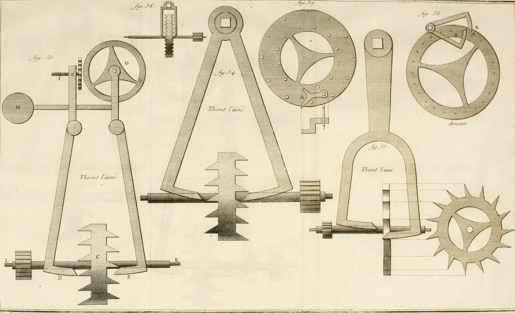 An illustration from Traité de l'horlogerie, méchanique et pratique : approuvé par l'Academie royale des sciences, 1741, leaf 299