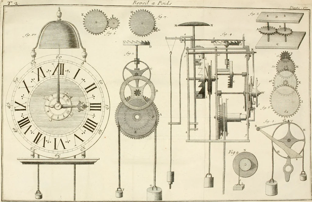 An illustration from Traité de l'horlogerie, méchanique et pratique : approuvé par l'Academie royale des sciences, 1741, leaf 233