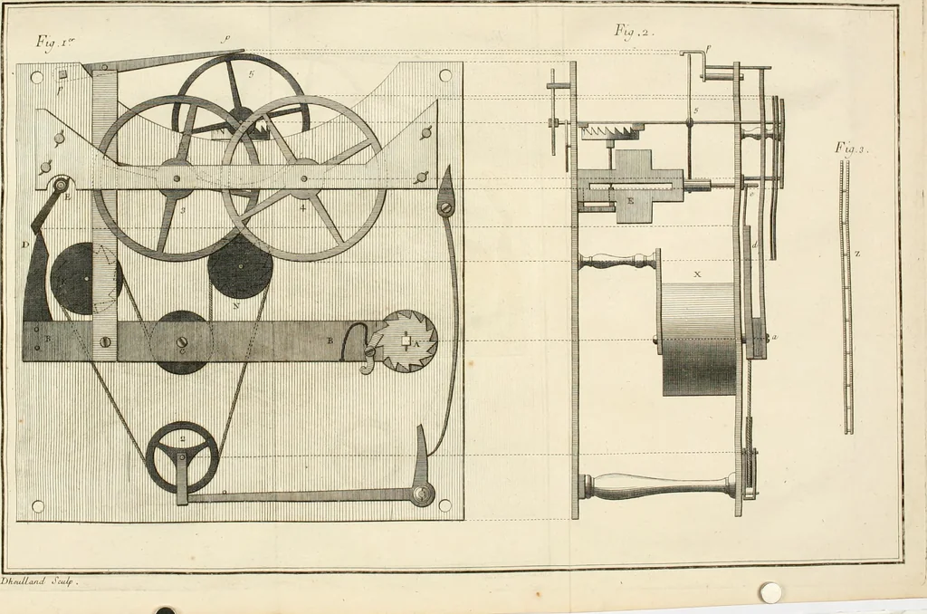An illustration from Traité de l'horlogerie, méchanique et pratique : approuvé par l'Academie royale des sciences, 1741, leaf 249
