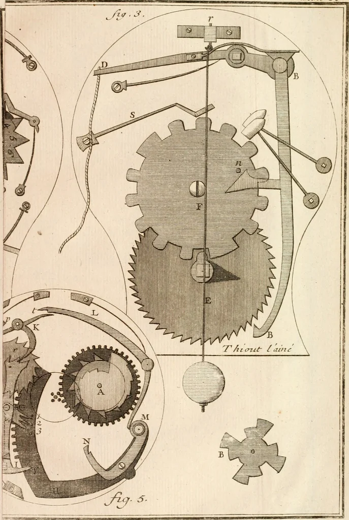 An illustration from Traité de l'horlogerie, méchanique et pratique : approuvé par l'Academie royale des sciences, 1741, leaf 262