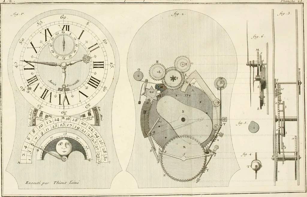 An illustration from Traité de l'horlogerie, méchanique et pratique : approuvé par l'Academie royale des sciences, 1741, leaf 281