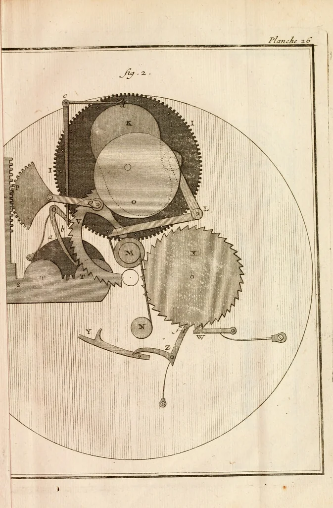 An illustration from Traité de l'horlogerie, méchanique et pratique : approuvé par l'Academie royale des sciences, 1741, leaf 282